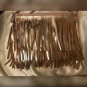 Sam Edelman Rose Gold Fringe Crossbody Bag
